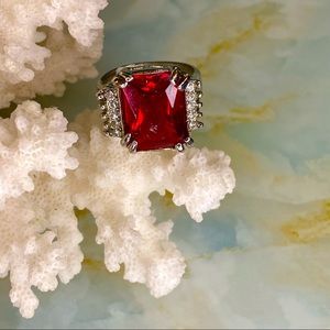 Vintage Faux Ruby Statement Cocktail Ring